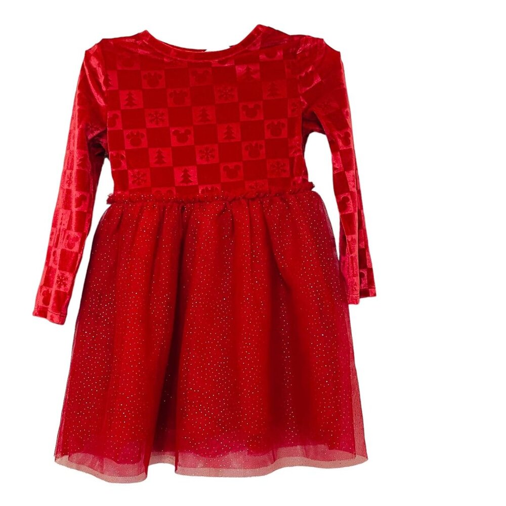 Disney Jumping Beans Girls Red Dress Mickey Snowflake Print Size 2T‎
